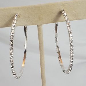 White gold color and crystal hoop earrings